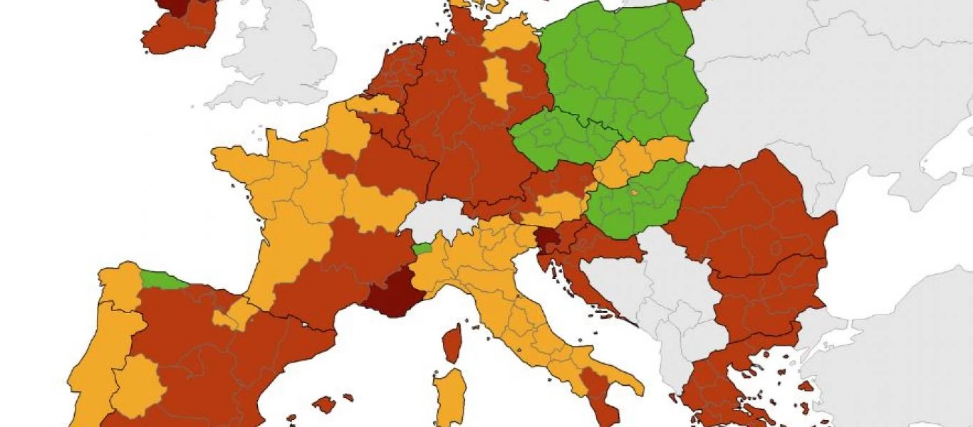 Κυβερνητικές «επιτυχίες» - Χάρτης ECDC: Στο «κόκκινο» όλη σχεδόν η Ευρώπη, στο… βαθύ «κόκκινο» η Ελλάδα